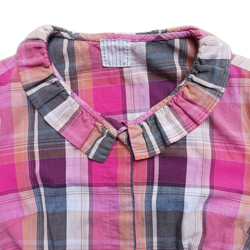 La Made Women's Pink Plaid Button Up Shirt Dress Medium - Picture 3 of 8